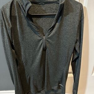 Charcoal Gray Quarter-Zip Women's Top